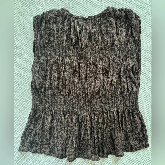 UNIVERSAL THREAD Brown & Black Patterned Women's Blouse - Picture 4 of 5